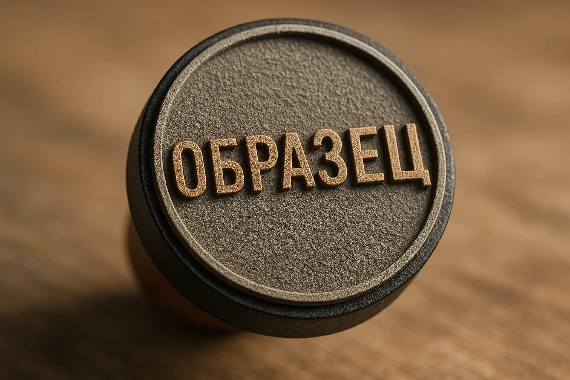 Крупный план круглой печати, выполненной с помощью лазерной технологии на рельефной поверхности