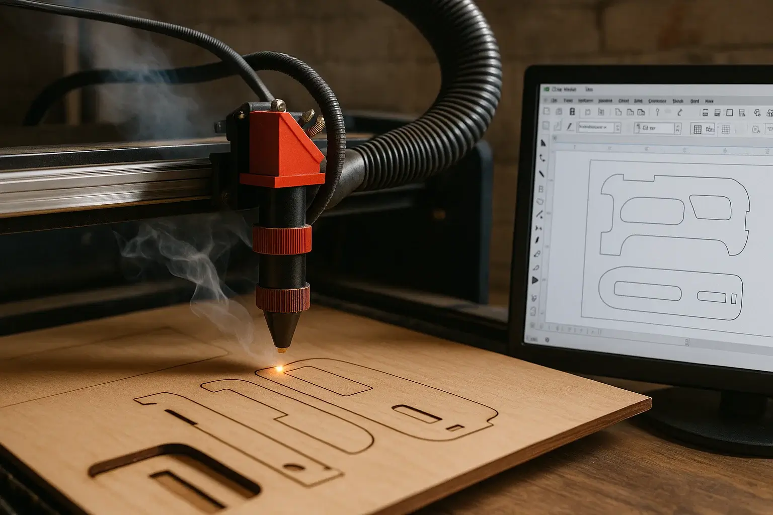 Резка фанеры на станке лазерной резки СО2