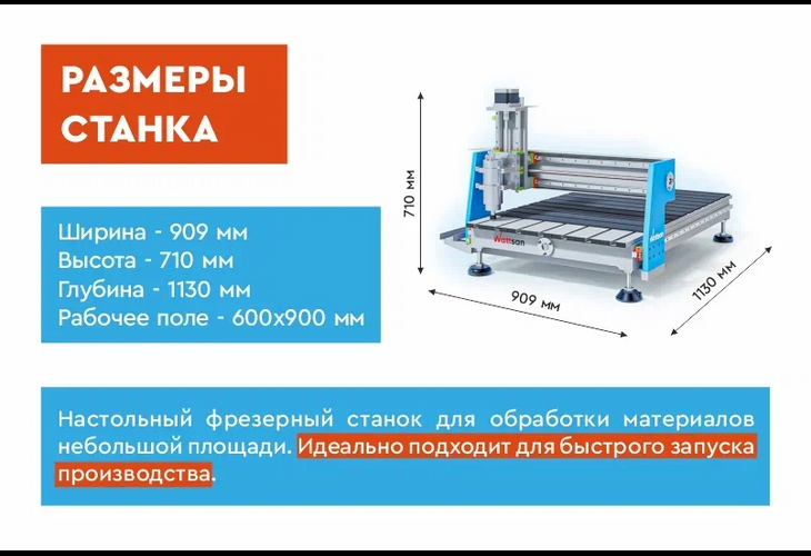 Превью 13 к Фрезерный станок с ЧПУ WATTSAN 0609 MINI