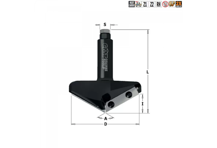 Превью 1 к Фреза концевая V-образная V 60°  Z1  S=20  D=42X35X115  RH