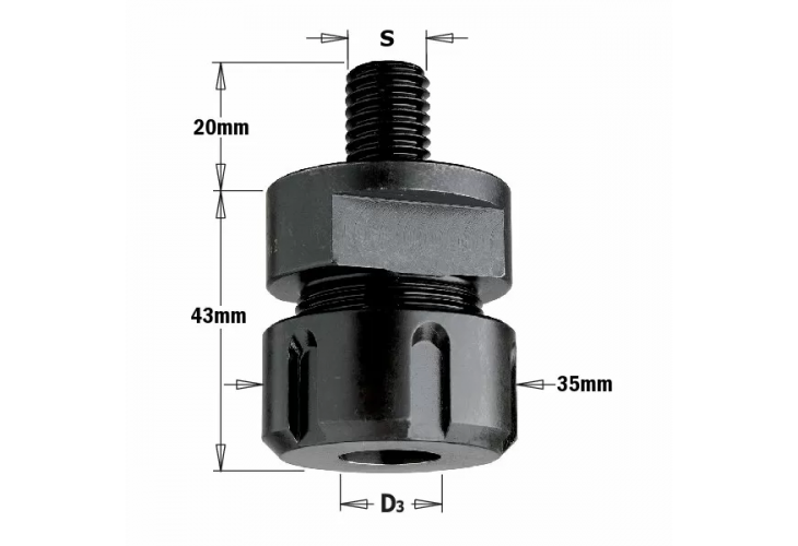 Превью 1 к Патрон ER20 (без цанги) S=M16x2 для цанг ER20 3-12,7мм