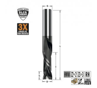 Фреза спиральная монолитная с покрытием DLCP 12x25x83 Z=3+3 S=12 RH