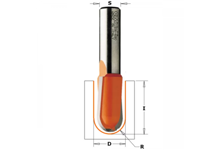 Превью 1 к Фреза концевая CMT с радиусным торцом D=12,7 I=31,7 S=12,0 R=6,35